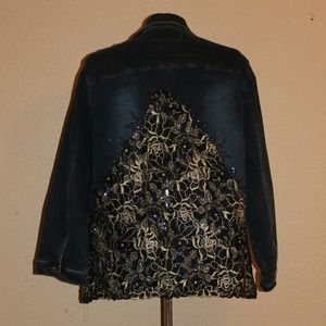 Women's Stretch Jean Jacket 2x embellished NWT